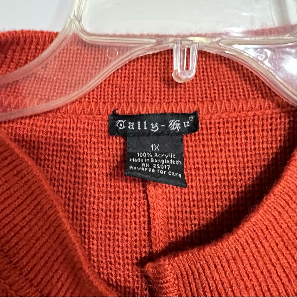 Tally Ho Womens Vintage Lagenlook Cardigan 1X Orange Dolman Oversize Pockets - Picture 7 of 8